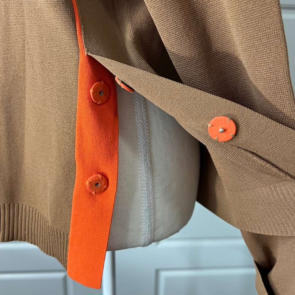 Seventy Venezia Brown Tan Orange Colorblock Snap Side Sweater TG 44 USA 8-10 - Picture 5 of 10